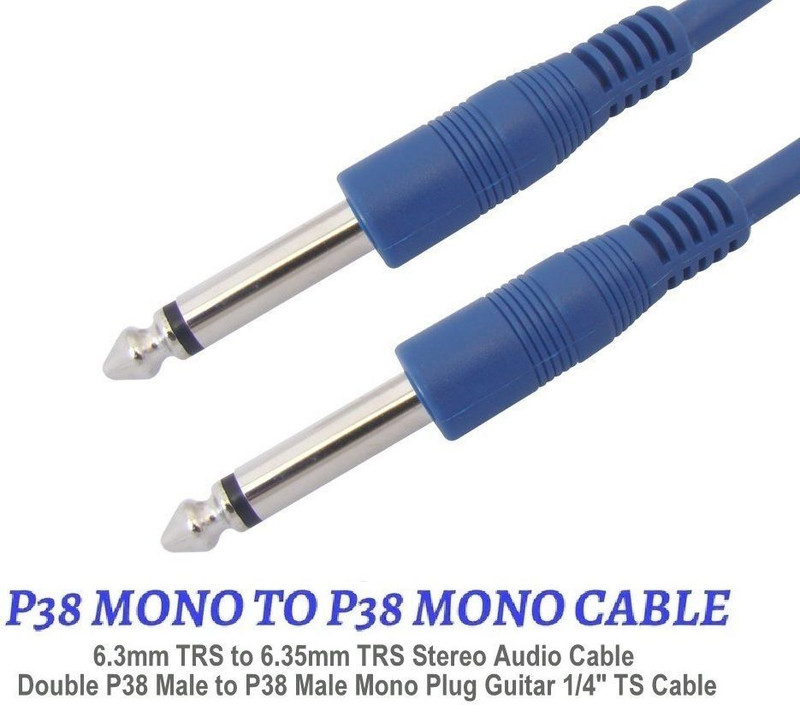 BALRAMA P38 Mono to P38 Mono 6.35 mm 1/4 inch Jack Amplifier Guitar Male Audio Cable Mic for Guitar, DJ Mixers, Console, Keyboard, Amplifier, Amp Microphone Patch Cord Indoor, Outdoor PA System(0 W)