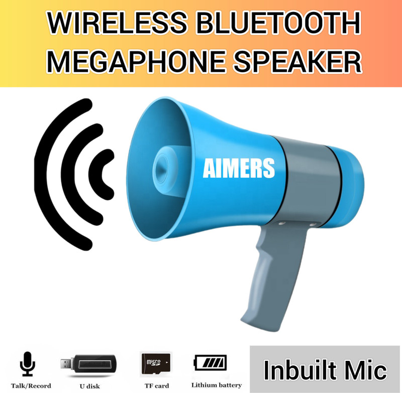 AIMERS Loudspeaker Rechargeable Megaphone BluetoothHandheld USB Recorder MemoryCard-50W Indoor, Outdoor PA System(50 W)