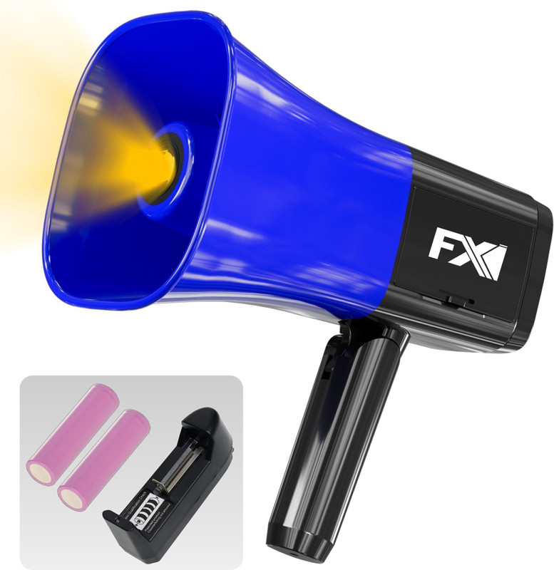 FXI MP-835 Megaphone Speaker For Announcing Talk Record Play, Siren, Inbuilt Torch, Dual Battery Foldable Loudspeaker Bluetooth Megaphone with 13 Pre Recorded Tones Indoor, Outdoor PA System(310 W)