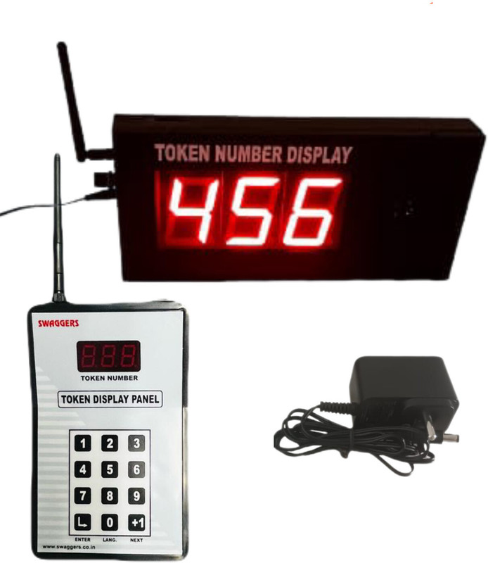 KK MART 3 Digit Wireless Token Display System with Dual Multi Voice Announcement (Ding Dong, English, Hindi, Marathi, English+Hindi, English+Marathi) Indoor PA System(75 W)