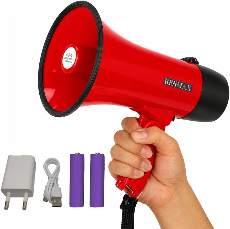 RENMAX Handheld Horn Speaker Powerfull Foldable Portable Rechargeable Megaphone Dual Battery Bluetooth USB K-129 Outdoor PA System(300 W)