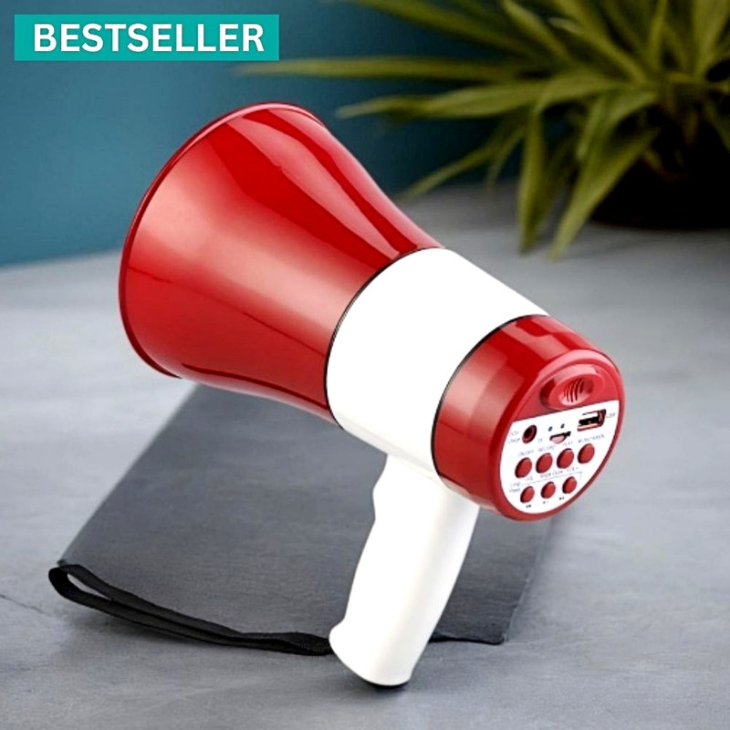 SYARA Handheld (Megaphone with Recorder) (Bhopu Talk Record Play) & Siren MusicQI475 Handheld (Megaphone) (Bhopu) Horn with USB & SD Card Port for AnnouncingQI475 Outdoor, Indoor PA System(30 W)