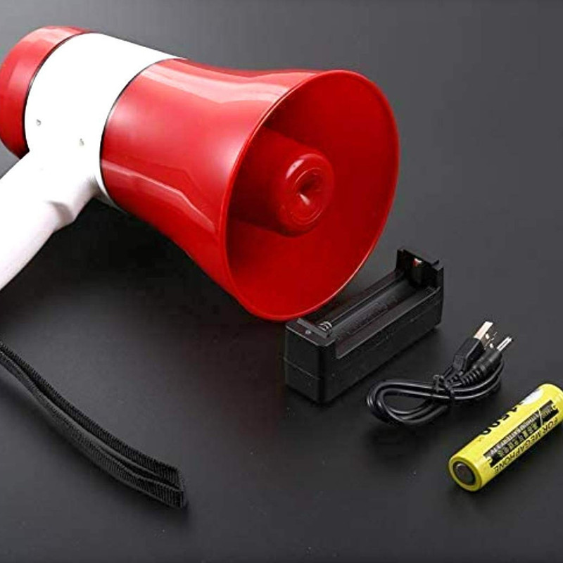 Point Zero Megaphone Speaker Portable Horn Recorder Player Bluetooth Plastic Input for Announcing; Talk; Record; Play; Siren; Music with Battery and Charger Indoor, Outdoor PA System(30 W)