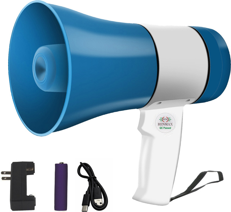 RENMAX Rechargeable Horn Speaker with LED Light Megaphone Portable Horn Recorder Player Bluetooth Outdoor PA System(40 W)