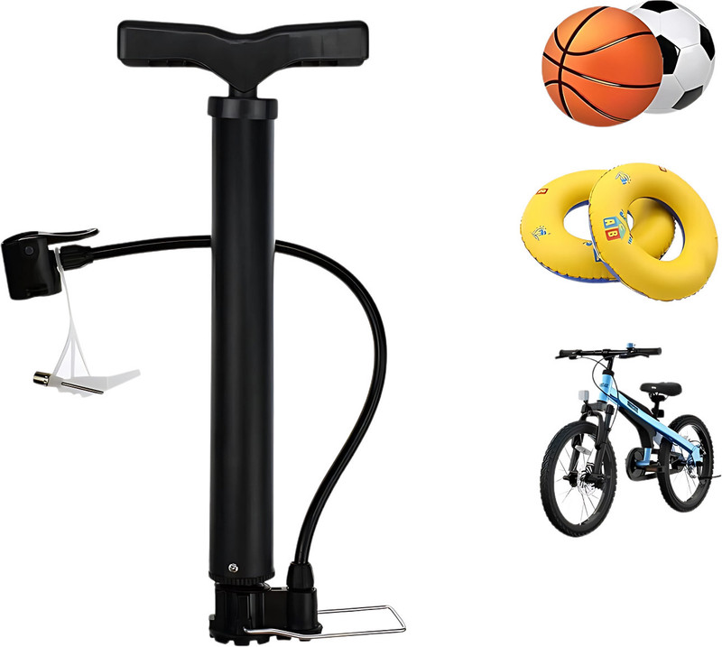 ShopiMoz Bicycle Air Pump for Road, Mountain for Presta Schrader with Ball 3 Needle Bicycle, Ball, Football Pump, Handball Pump, Volleyball Pump Pump(Black)
