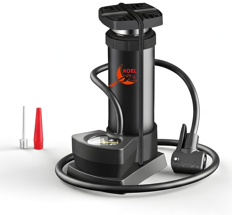 Koel Portable Foot Air Pump with Precision Gauge for Bicycle Bike Balls & Inflatables Bicycle, Inflatable Furniture, Football Pump, Volleyball Pump, Ball, Motorcycle, Balloon, Car Pump(Black)