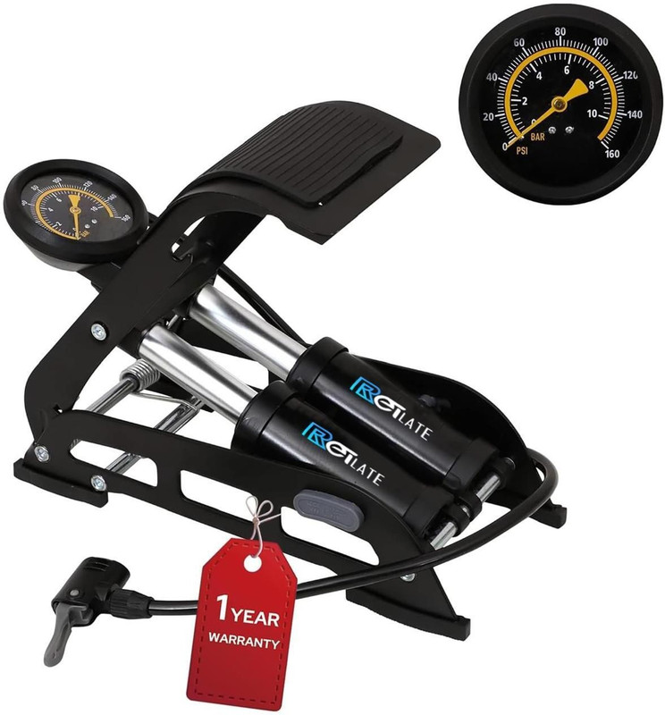 RETLATE FOOT PUMP 195 psi Tyre Air Pump for Car & Bike