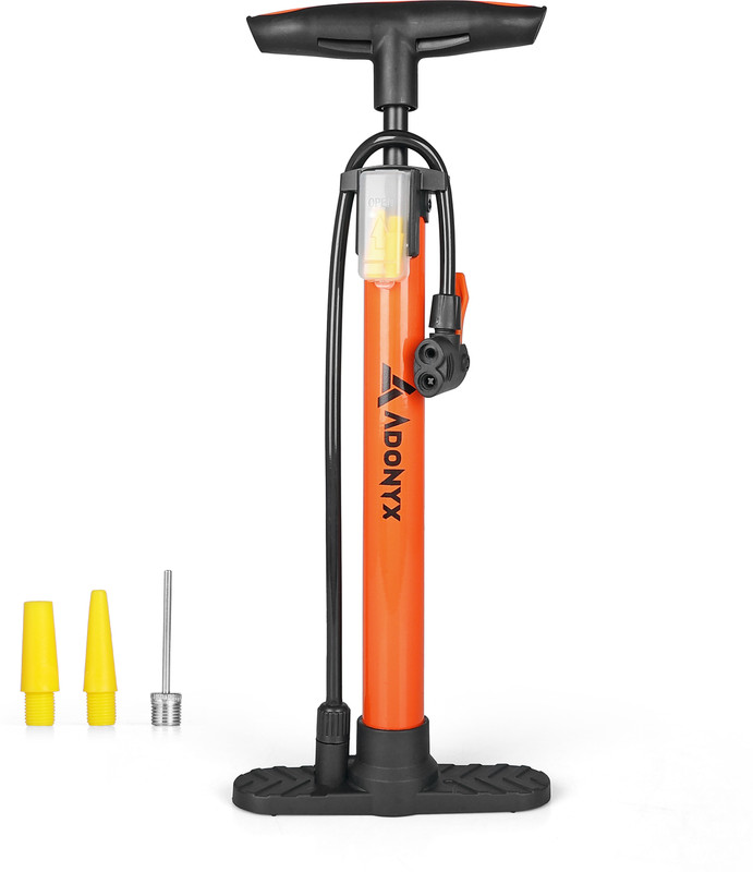 ADONYX Bicycle Tire Pump Portable, Hand Air Pump for Bike Exercise Balls Inflatables Ball, Bicycle Pump(Orange, Black)
