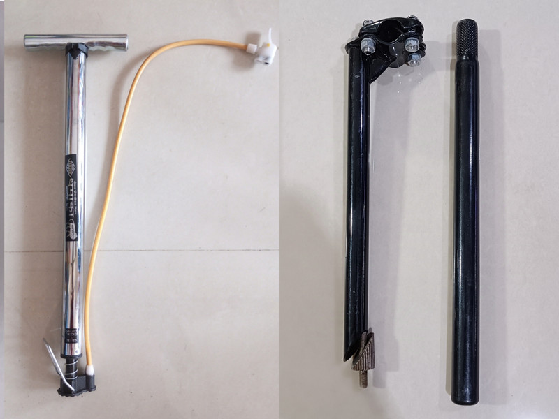 Desh brother Bicycle air pump with seat pipe 15 inch and handle four Bolt Bicycle Pump(Steel)