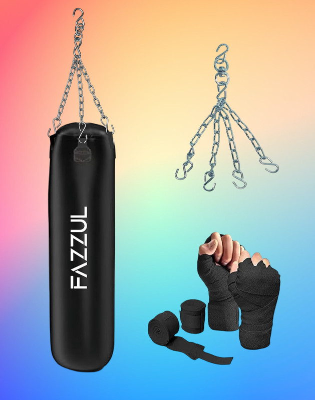 FAZZUL Punching Bag for Home Gym Heavy Duty Boxing bag 2FT Unfilled (Black) Hanging Bag(2FT, 24 inch)
