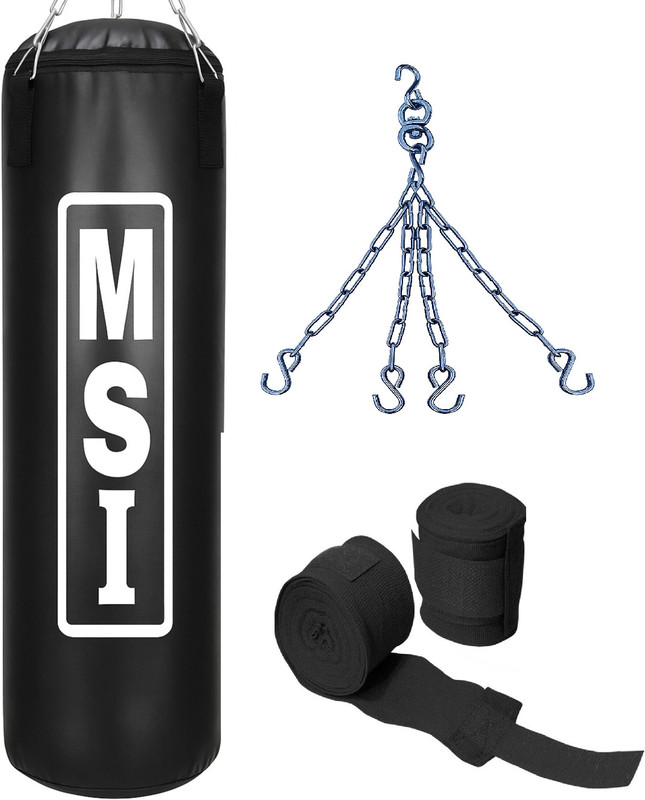 Monika Sports 3 Feet MSI Unfilled Punching Bag + Hanging Chain + Boxing Tape ( Handwrap ) Free Hanging Bag(3 Feet, 36 inch)