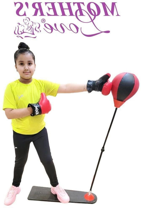Mother's Love Punching Speed Ball Boxing Set with Glove & Adjustable Standing Champ Set Free Speed Bag(3-12 Years Old, 45 inch)