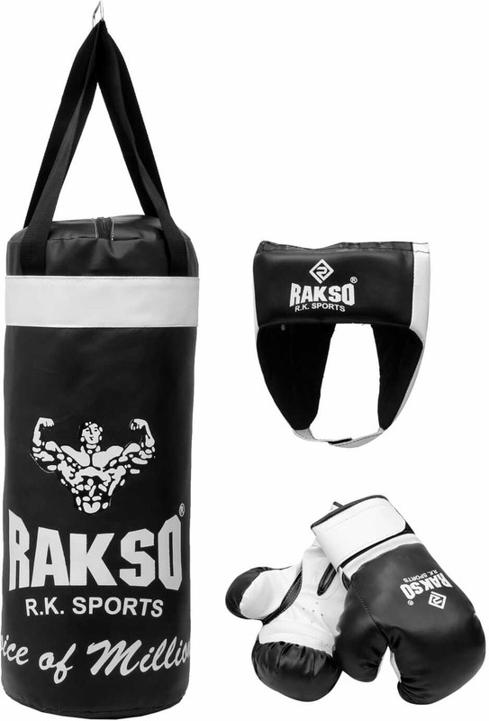 Rakso 2 FEET BOXING PUNCHING BAG WITH BOXING GLOVE FOR KIDS head guard FITNESS KIT Fitness Accessory Kit Kit