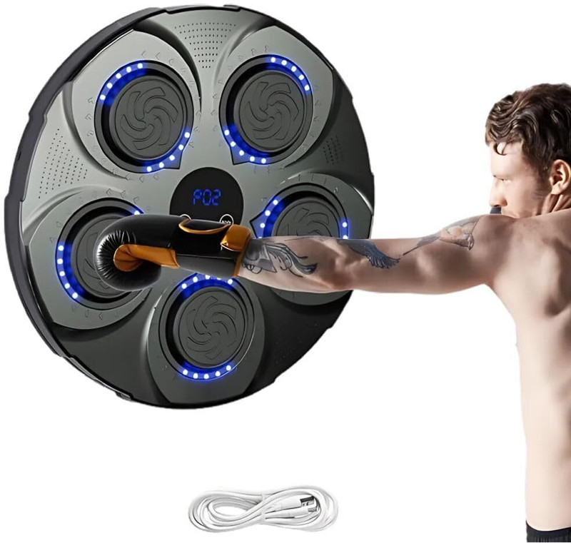 DRUMSTONE Bluetooth-Enabled Wall-Mounted Boxing Machine – Compact, Interactive Standing Bag(medium, 14 inch)