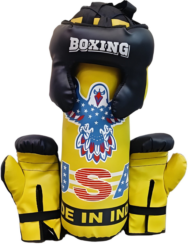 Harsimran Premium Golden Eagle Boxing Kit for the Ages 3-7 Years: Unleash your Skills Hanging Bag(MEDIUM, 20 cm)