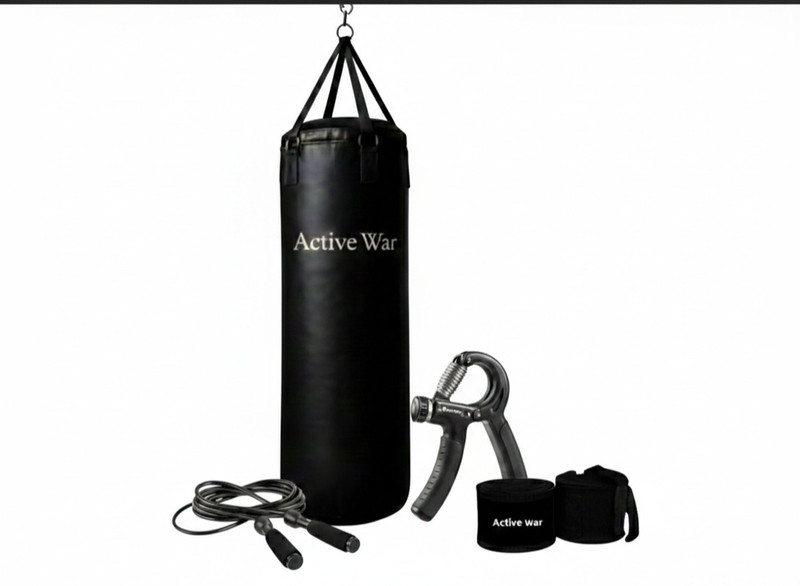 ActiveWar 5FT Punching Bag With Hand Wraps, Skipping Ropes, and Hand Gripper Combo Hanging Bag(5FT, 60 inch)
