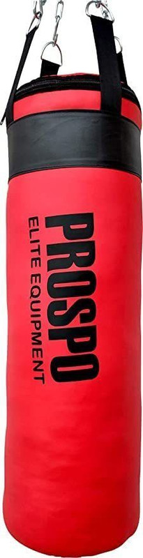 PROSPO Punching Bag Srf 36 inch unfilled with Chain and Curved focus pad (Red/White) Hanging Bag(HEAVY, 36 inch)