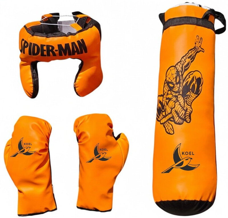 Koel Boxing Punching Bag Kit for Kid with Gloves & Headgear || Boxing Kit || Hanging Bag(Standard, 50 cm)