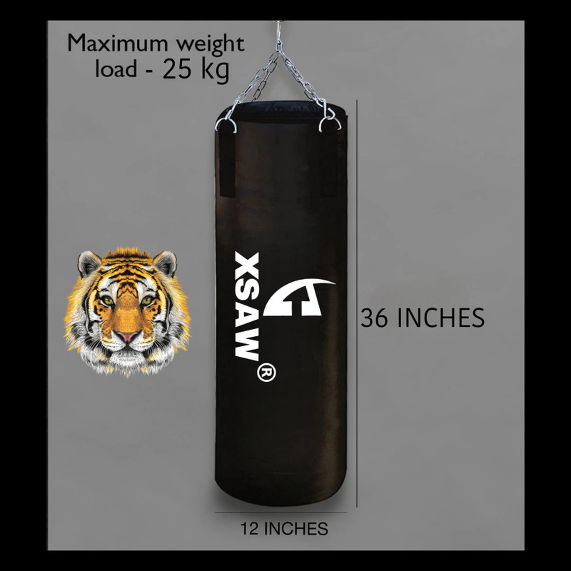 KING FITZ 3 Ft Unfilled Heavy Black Boxing Bag with Steel Chain Hanging Bag(3 FT, 36 inch)