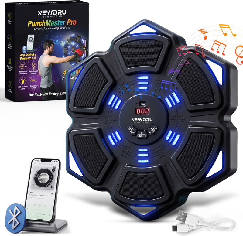 NEWDRU Smart Music Boxing Machine with LED | Wall Mounted Punch Trainer Hanging Bag(Medium, 38 inch)