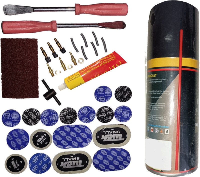TRT combo of Chain lube spray for cycle/tricycle and cycle complete Tubed Tyre Puncture Repair Kit