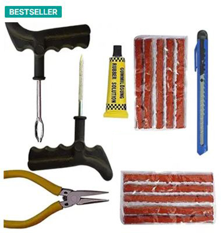 FKOK (Pack of 10 Puncher Strips) Tool Set for Bike & Car Tubeless Tyre Puncture Repair Kit