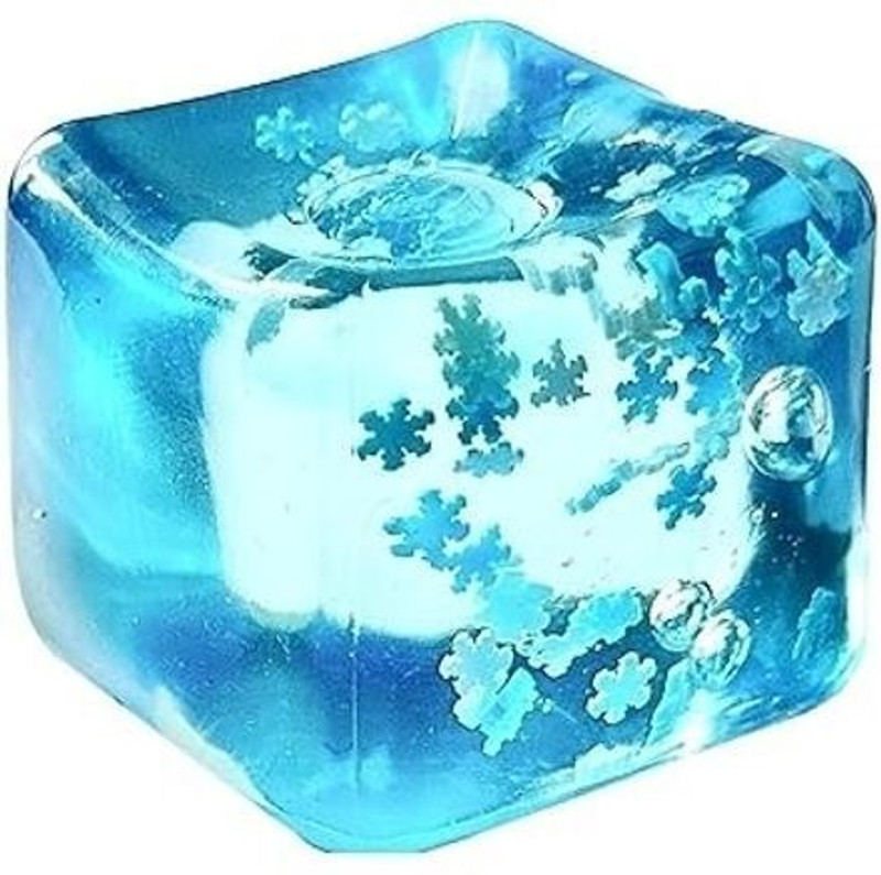 hakily Stress Relief Toys Ice Cube with Snowflakes Squishy Small Squeeze Ball Blue Putty Toy