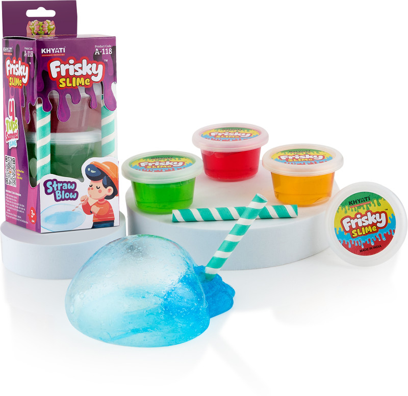 frisky slime Straw Blow Frisky Multicolor Putty Toy