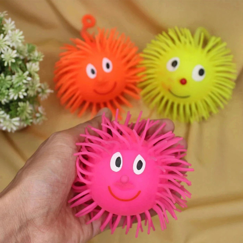 SSCollection Handicraft Soft Squishy Smiley Face Puffer Ball Toy Led Light Up Puffer Ball Toy Multicolor Putty Toy