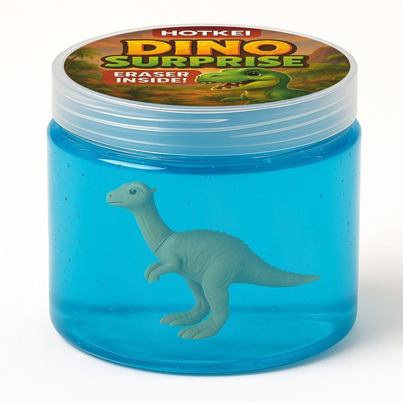 HOTKEI 200 gm Slime with Dinosaur Eraser Toy Kit Set for Kids Boys Girls Birthday Gift Red, Green Putty Toy