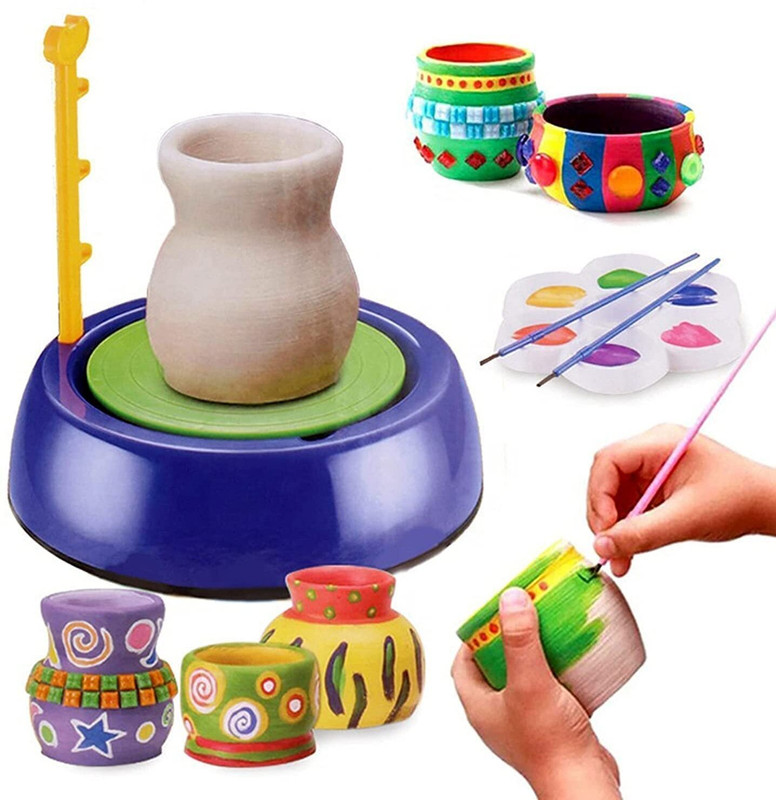 Goyal's Pottery Wheel & Painting Kit for Beginners with Modeling Clay, Sculpting Clay Multicolor Putty Toy
