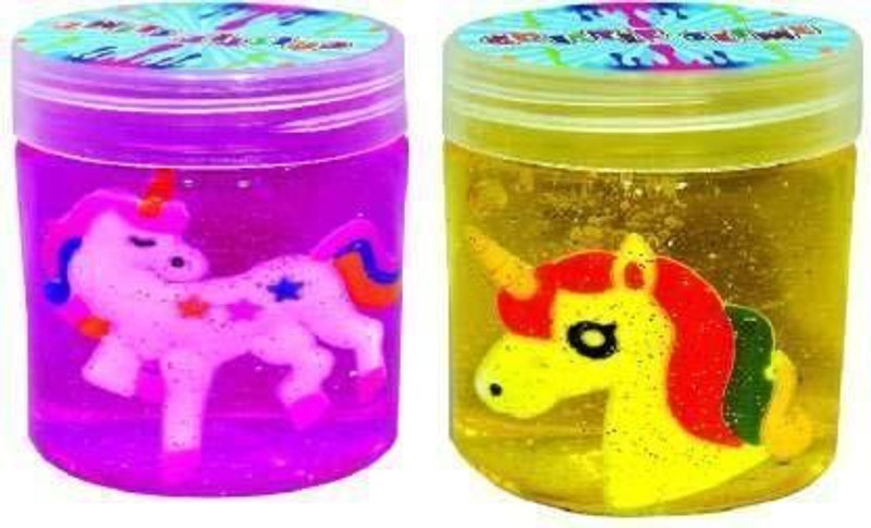HK Toys Pack of 2, Designer Crystal Colorful Sparkling Glittery Slime Putty Mud Toy for Kids, Girls, Boys for Playing Birthday Presents (Unicorn) Multicolor Putty Toy