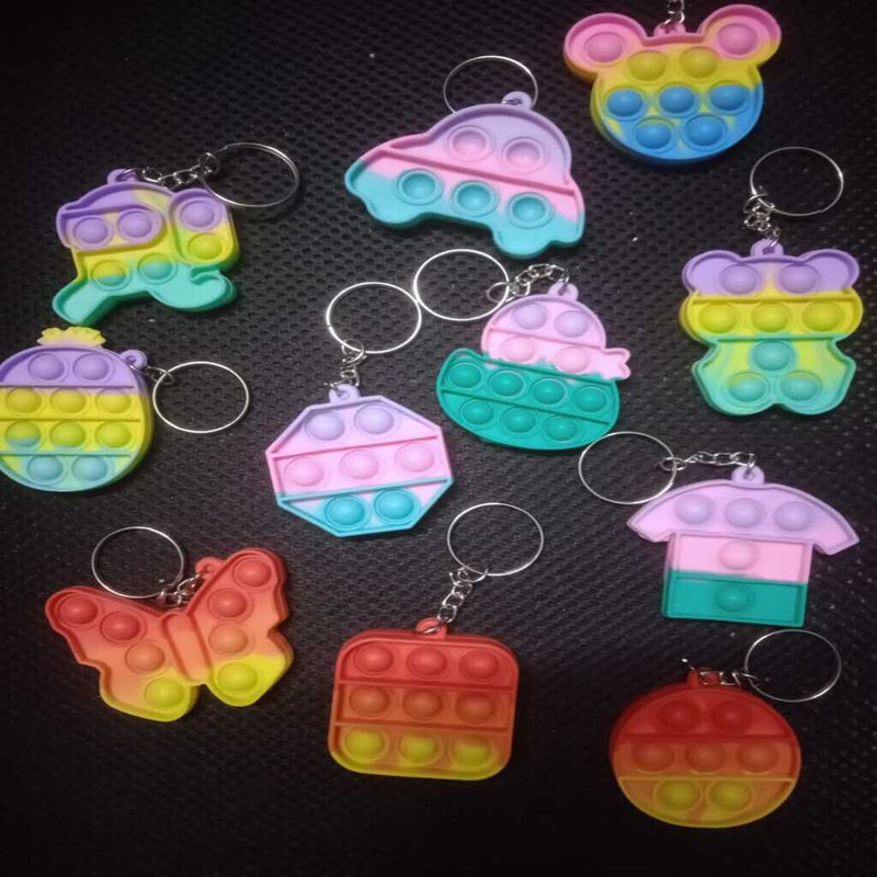 Neuro Play Emporium Silicone Pop-It Keychain – Assorted Colors & Shapes Multicolor Putty Toy