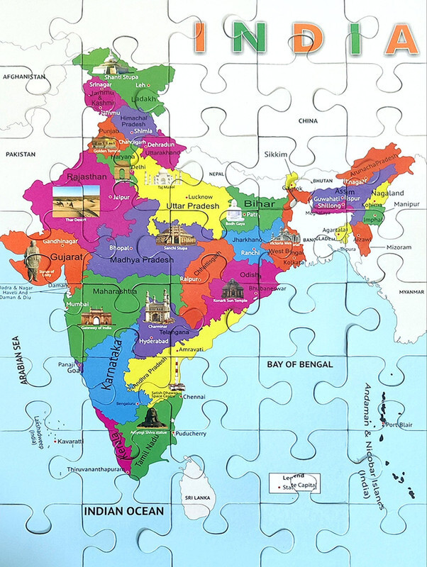 Shyam Creation India Map Puzzles Kids, 100 pcs in box for kids(100 Pieces)