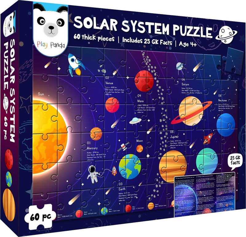 PLAY PANDA Solar System Puzzle with 60 Pieces & 25 GK Facts(60 Pieces)