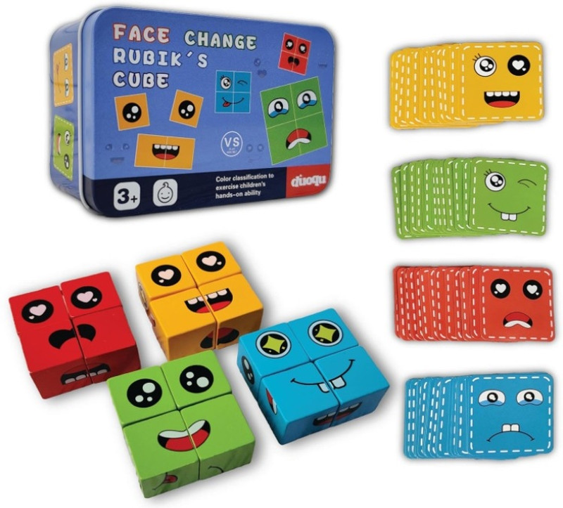 CrazyBuy Face Changing Puzzles Emotion Change Toy with 16 Face Cube and 72 Cards(1 Pieces)