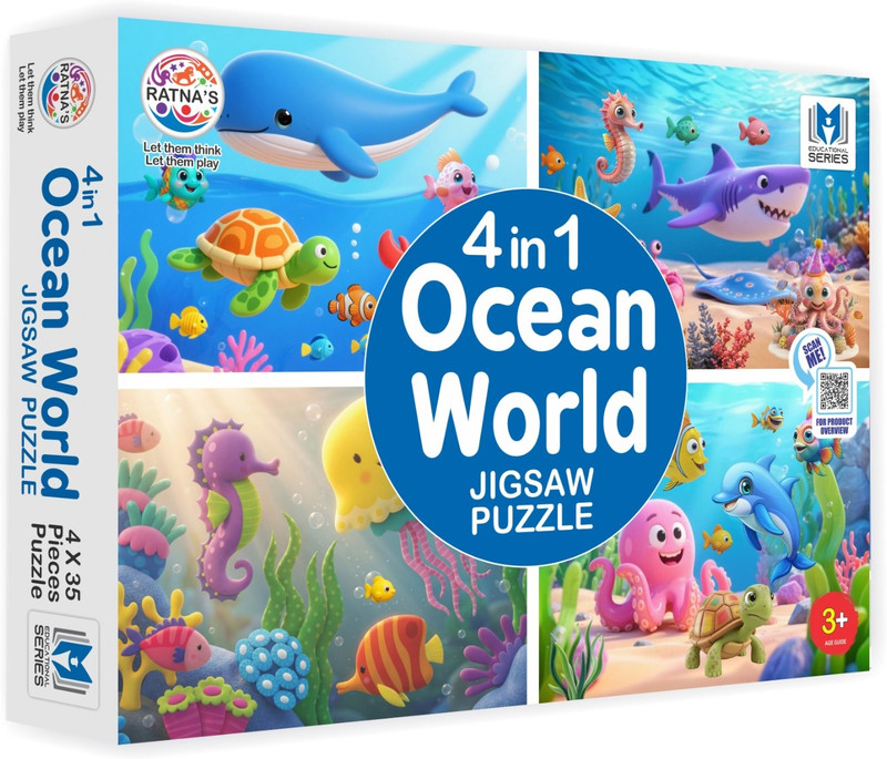 Ratnas Ocean World 4in1 Jigsaw Puzzle (7580) 4in1 Theme Puzzle(140 Pieces)