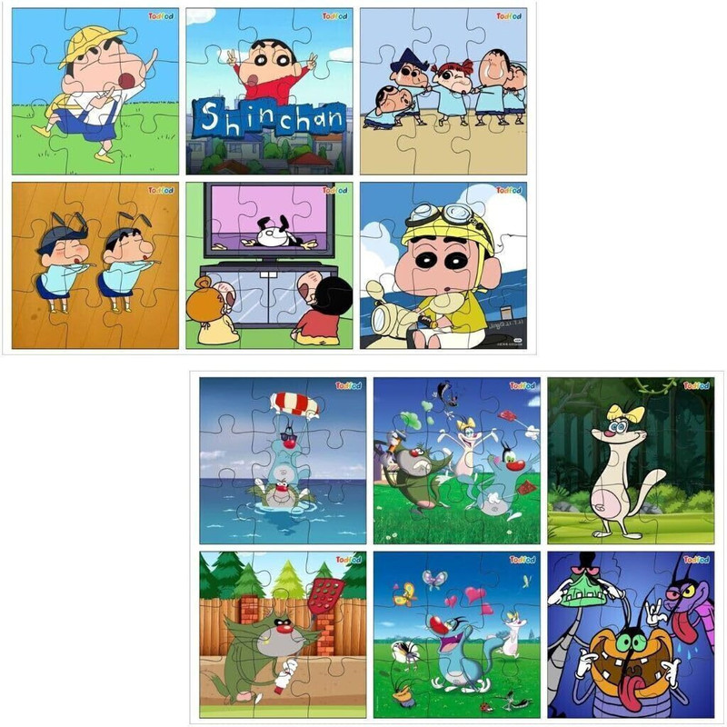 Todfod Wooden Jigsaw Puzzles Toy for Kids Cartoon Characters Shinchan & Oggy(108 Pieces)