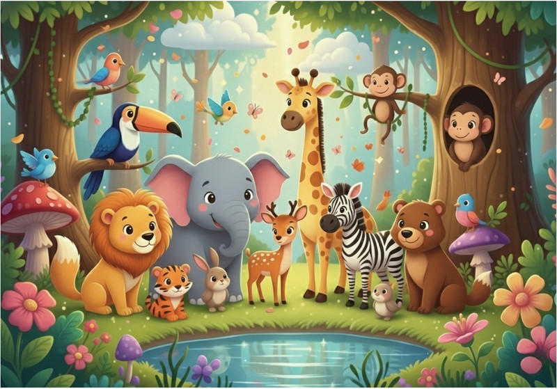 XAIR Wild Animals Jigsaw Puzzle for Kids | 54 Pieces Educational Toy(54 Pieces)