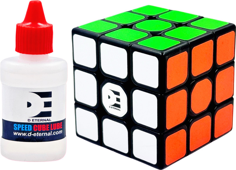 D ETERNAL Cube 3x3 High Speed Stickerless Magic Puzzle & Premium Cube Lubricant Combo Set(1 Pieces)