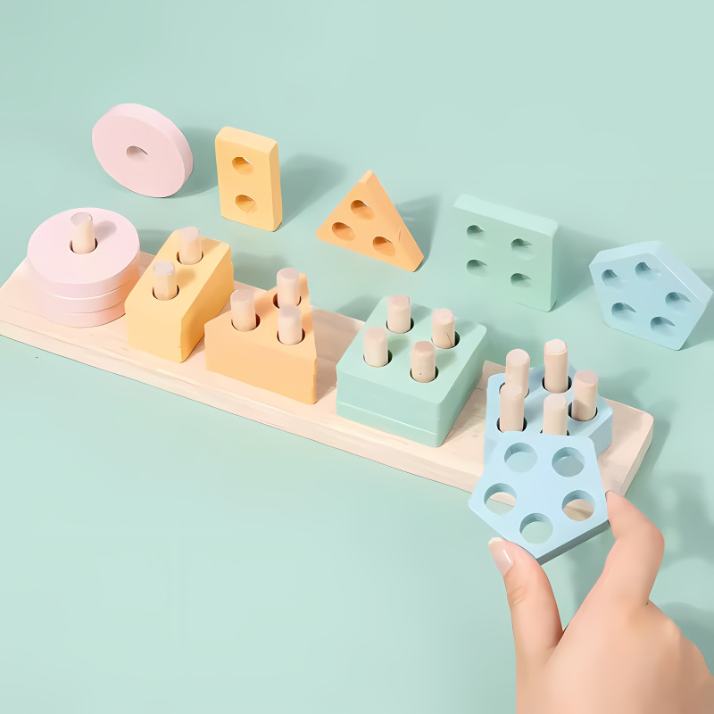 poksi Shape Sorting Learning Toy Toy with Colorful Wooden Blocks for Kids | Pastel(Multicolor)