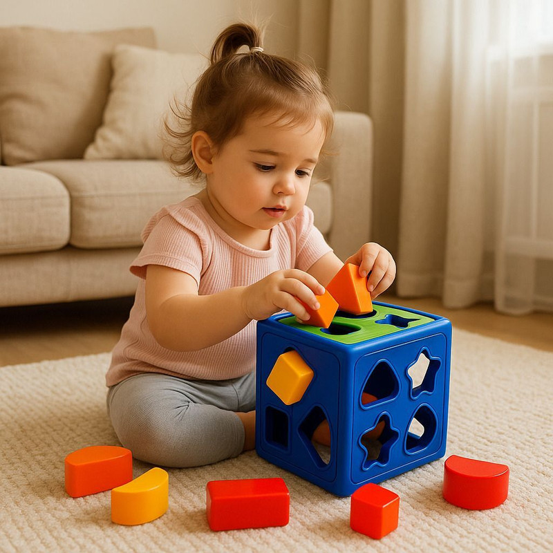 HIYAANEXIM shape sorter cube Activity Fun Geometrics Shape Blocks Educational Learning Toys(16 Pieces)