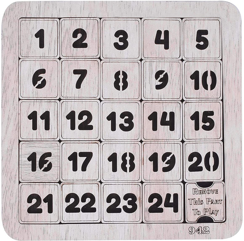 XAZE CRAFT Number Slide Wooden Puzzles 1 to 24 Educational Toy for Kids(25 Pieces)