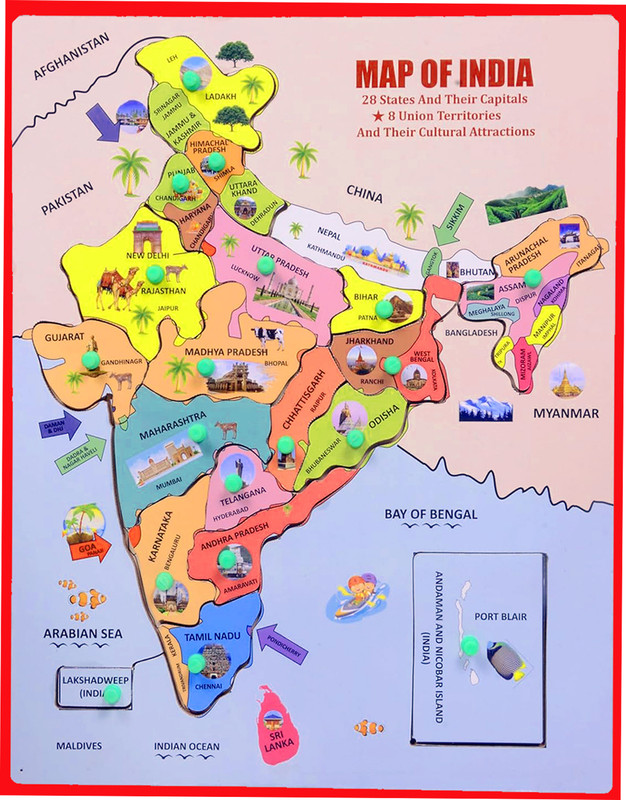 Kidzblend India Map Puzzle With State & Capital-Educational Toy & Learning Aid- 4 Years+(30 Pieces)
