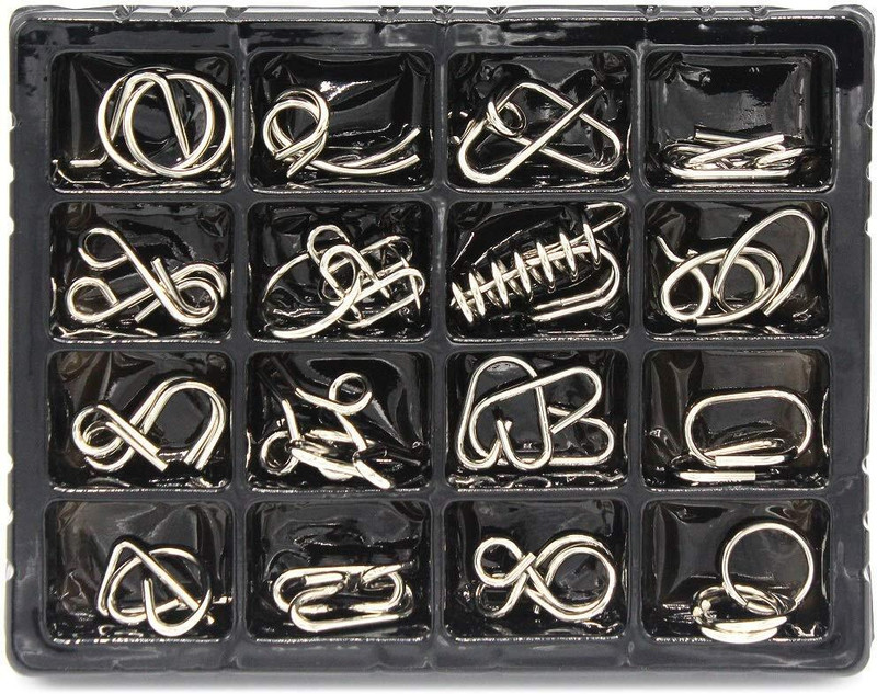 Pluspicks Metal Puzzle Brain Teaser IQ Test Disentanglemen Unlock Interlock Magic Puzzles(16 Pieces)