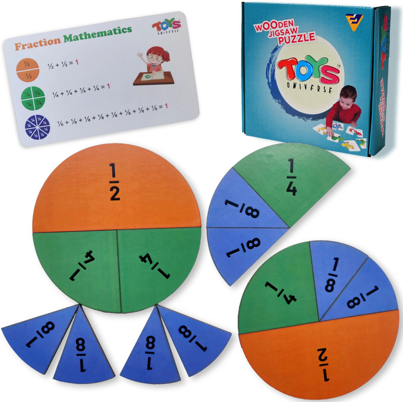 Toys universe Wooden Fractions Mathematics Puzzle, Math Learning kit for Kids(14 Pieces)