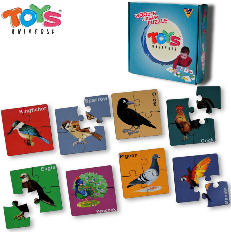 Toys universe Wooden Bird Puzzle for 2 Year + Kids | (Set of 8) 32 Pieces Educational Toy(32 Pieces)