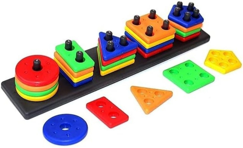 Mira Farmcraft Angle Geometric Blocks Sorting Stacking Color Stacker Shape Sorter Learning Toy(Multicolor)