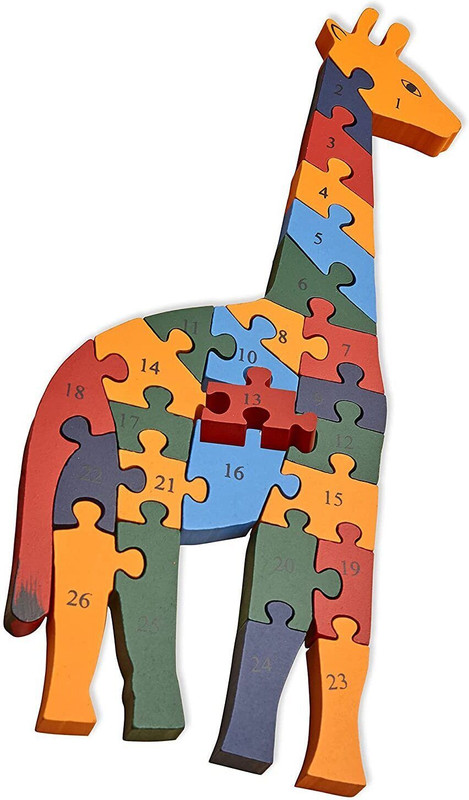 Toys Ka Story Wooden Shaped Giraffe Puzzle With 26 Alphabets(a-z) and Numbers (1-26) For Kids(26 Pieces)