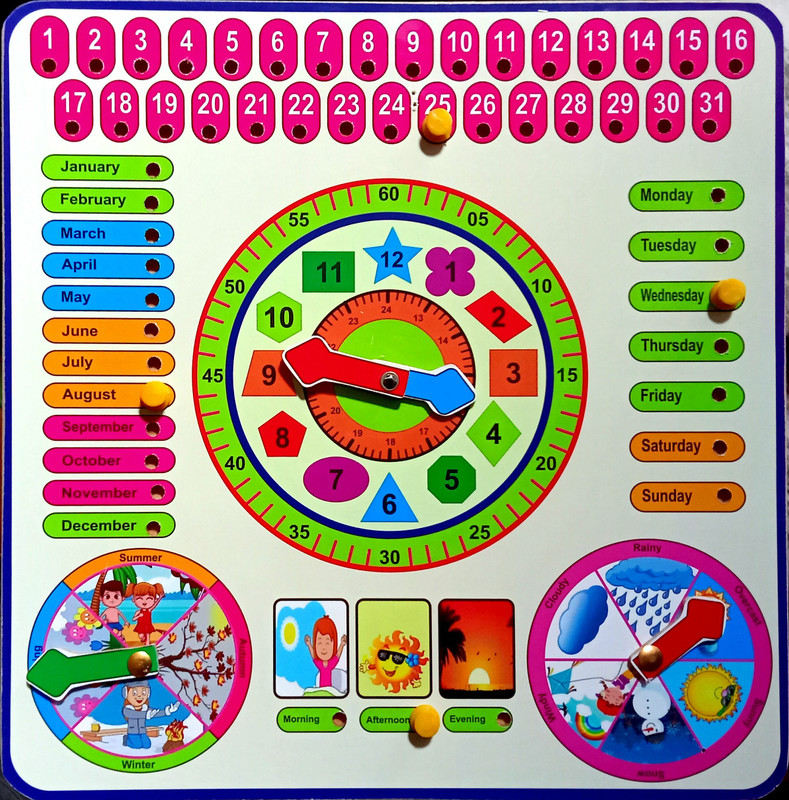 MECDOIT INTERNATIONAL Wooden Calendar Clock Puzzle(Multicolor)